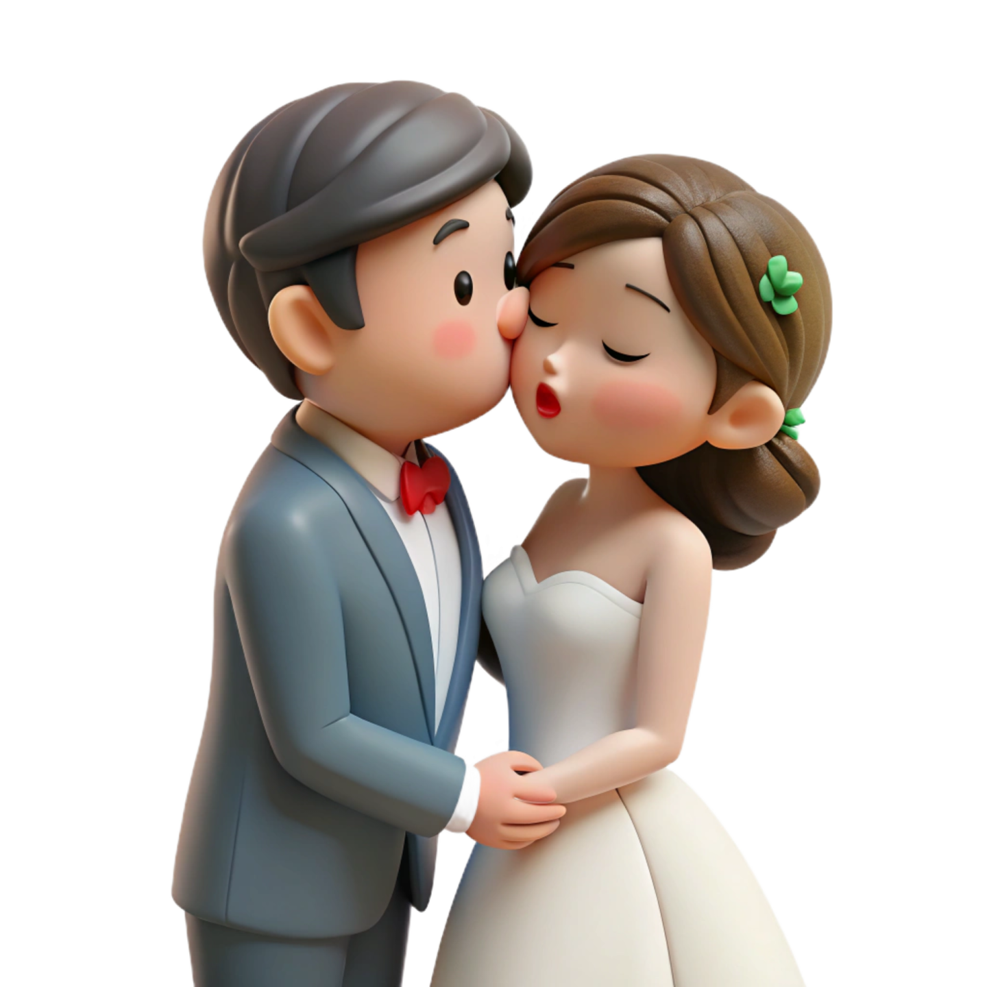 a wedding cake topper kissing