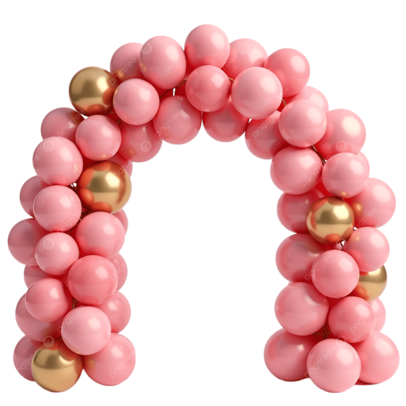 a pink and gold balloon arch