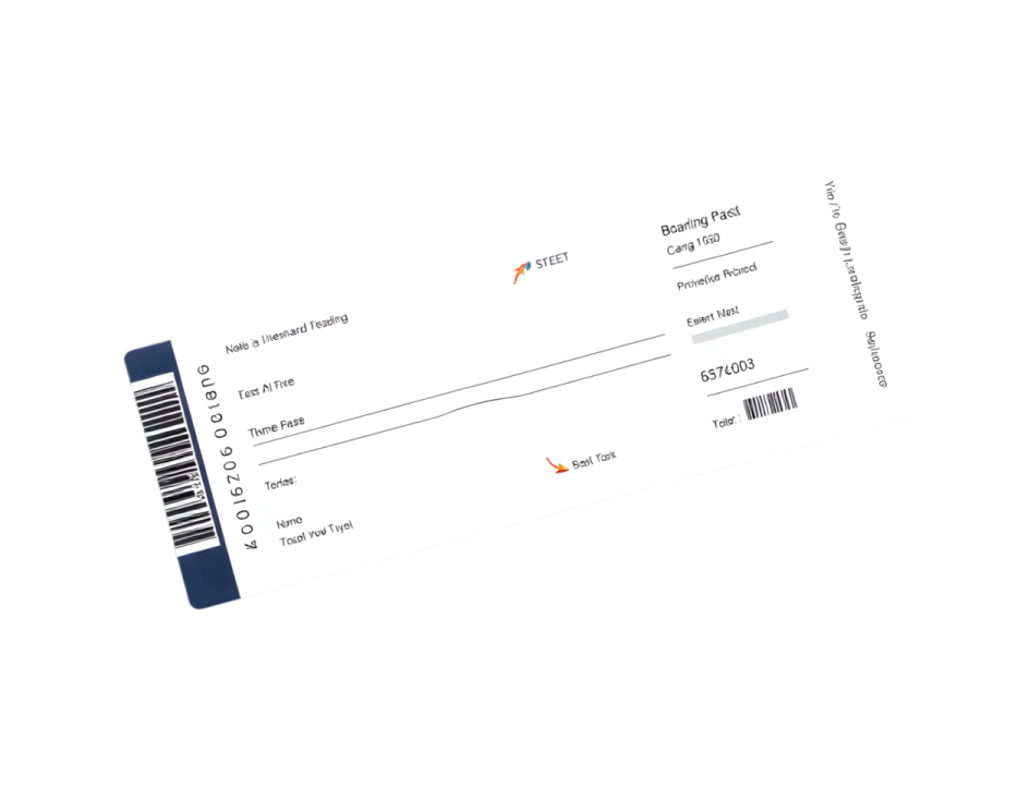 an airplane ticket with a barcode on it