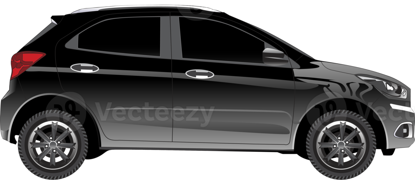 the side view of a black car