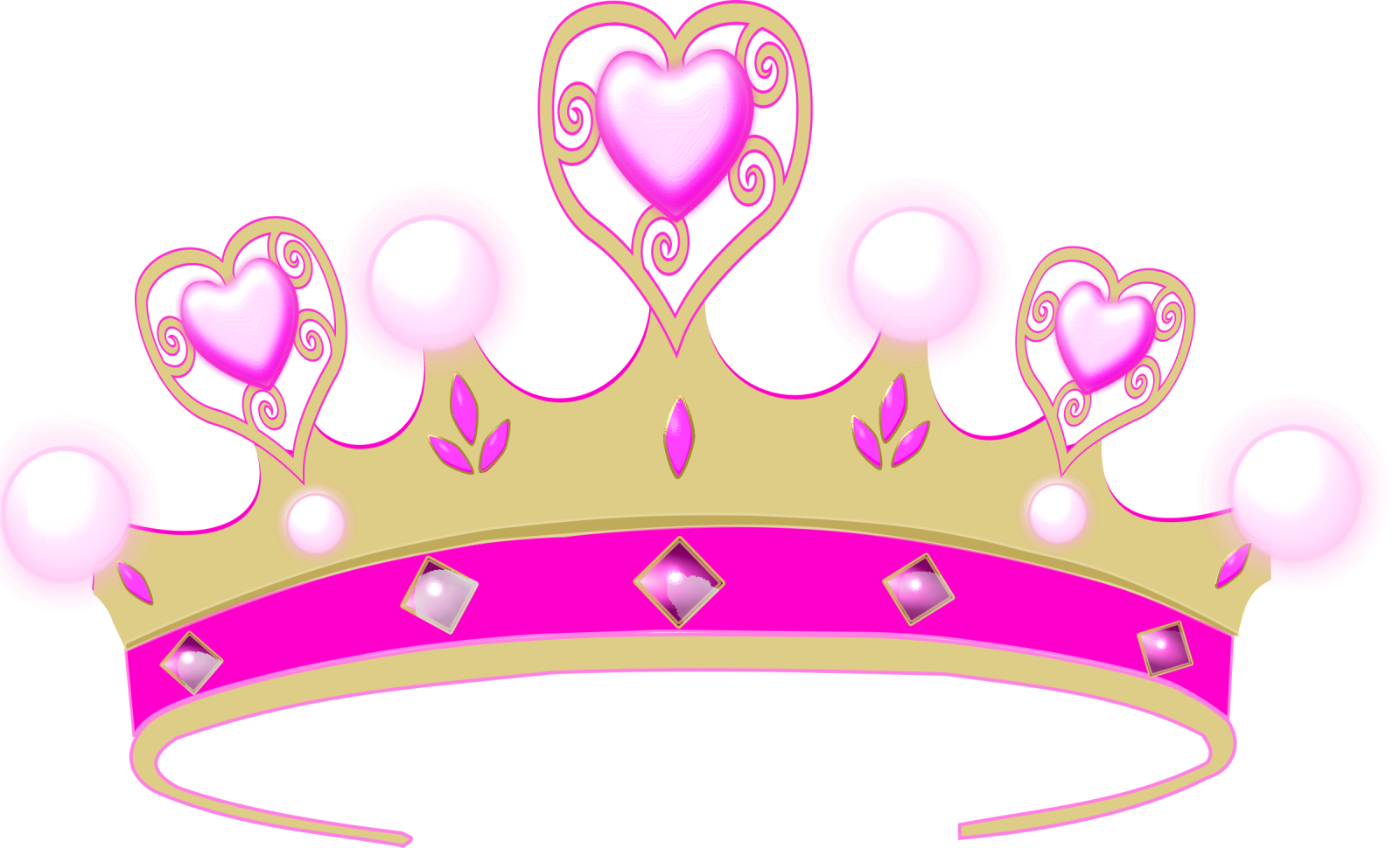 a pink crown with hearts on it