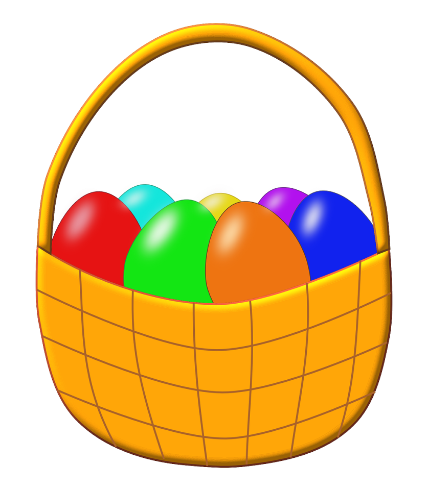 an easter basket filled with colorful eggs