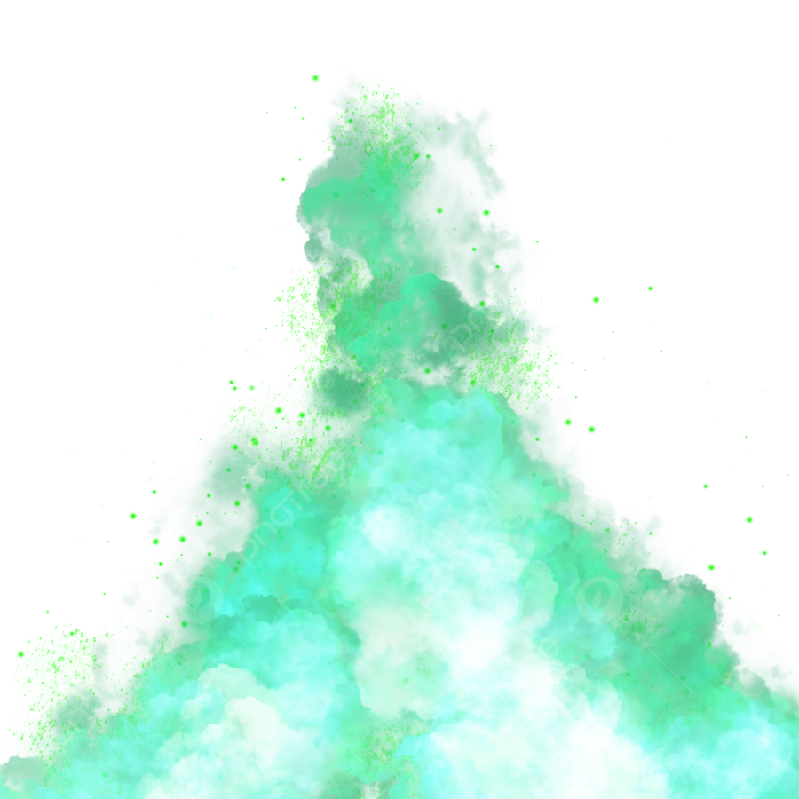 a watercolor painting of a blue and green cloud