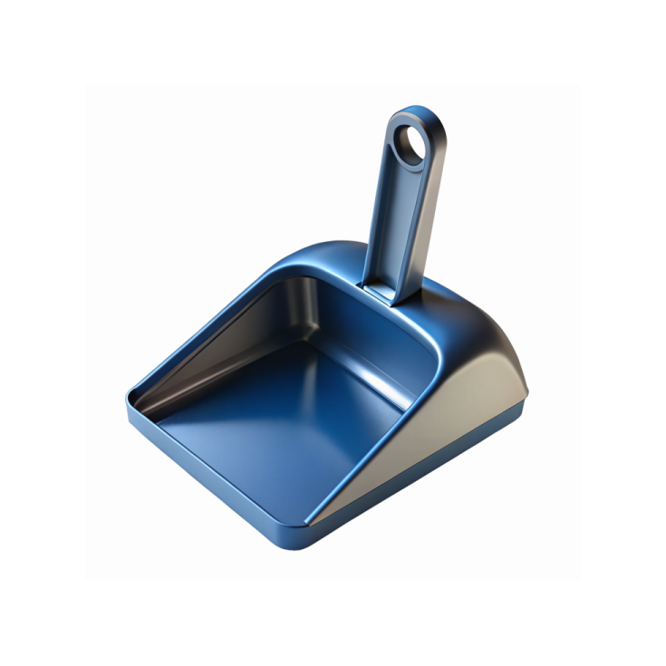 a blue snow shovel on a white background