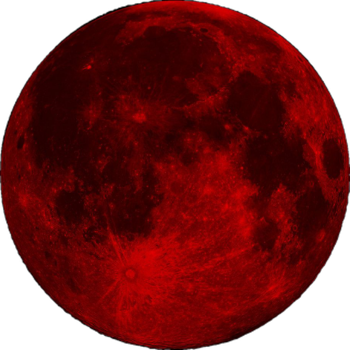 a red moon on a white background