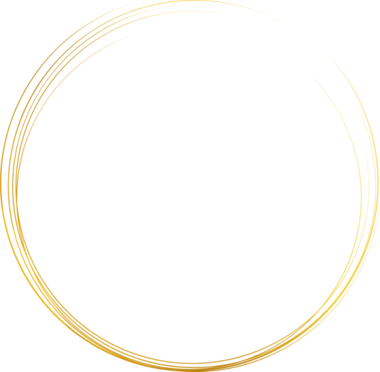 a gold circle frame on a white background