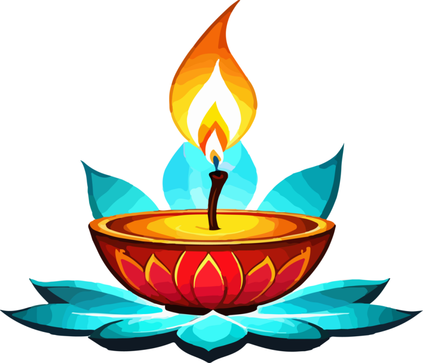 an illustration of a burning oil lamp