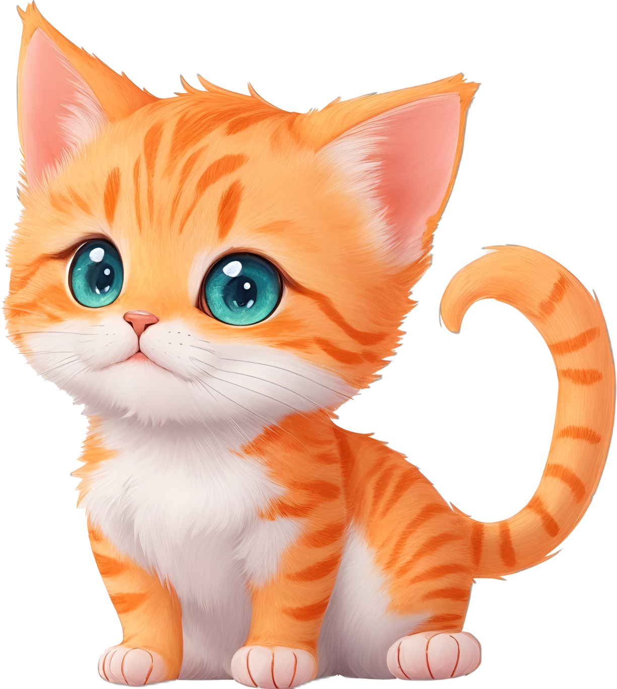 an orange and white kitten with blue eyes