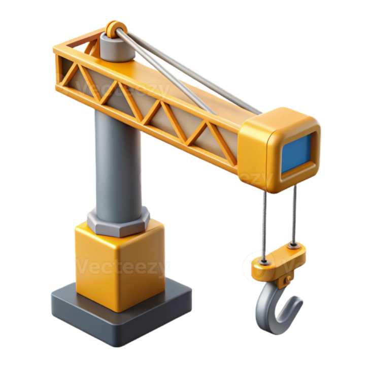a yellow crane on a white background