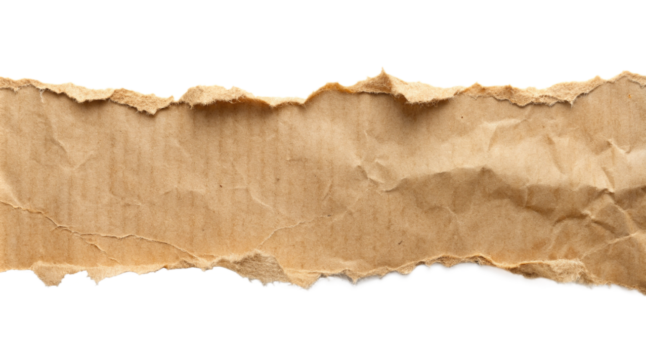 a torn piece of paper on a white background