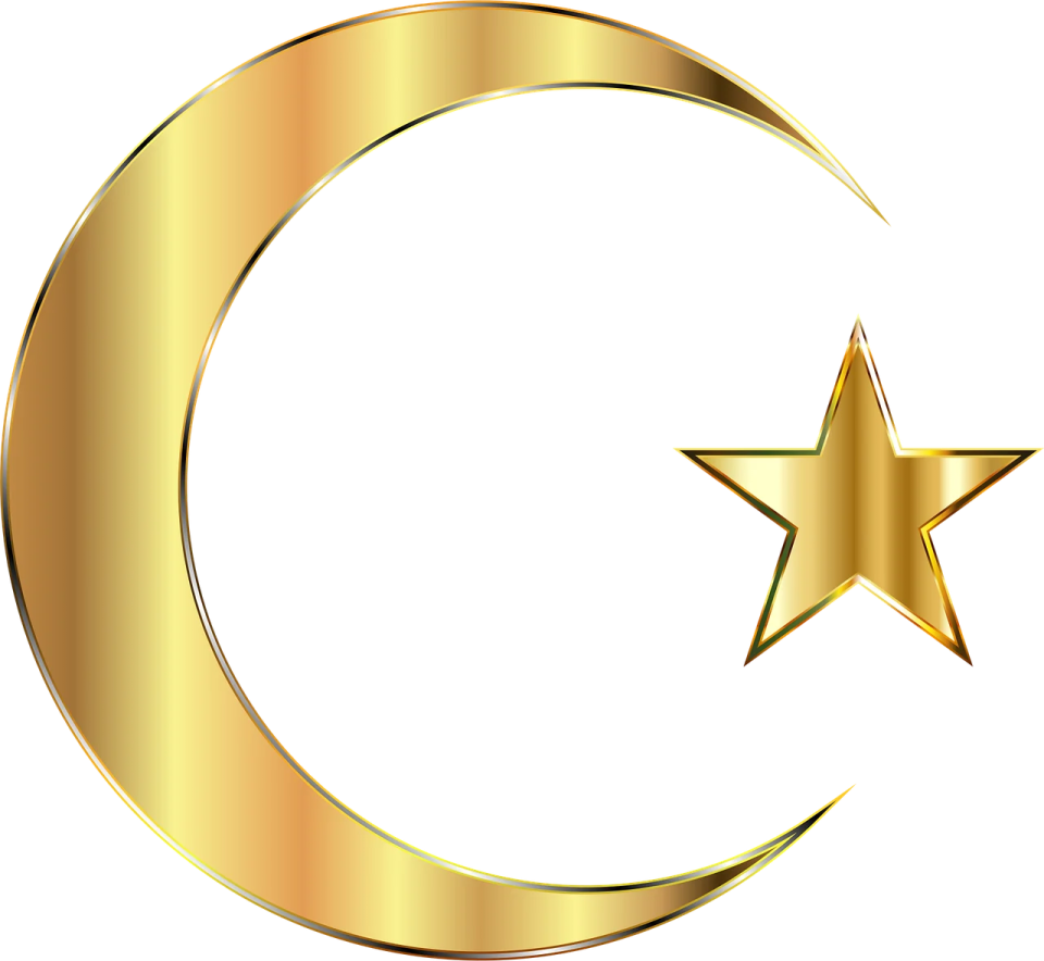 a gold crescent and star