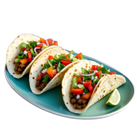 a plate with three tacos on it