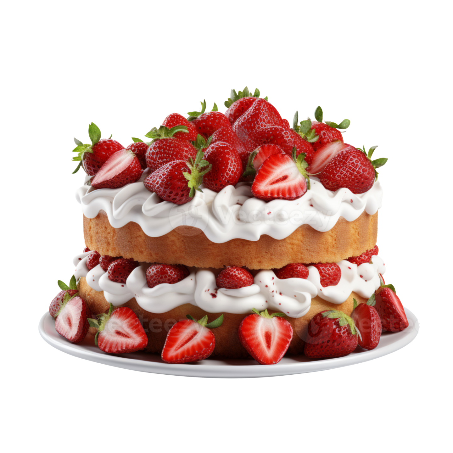 a cake with strawberries and whipped cream on top