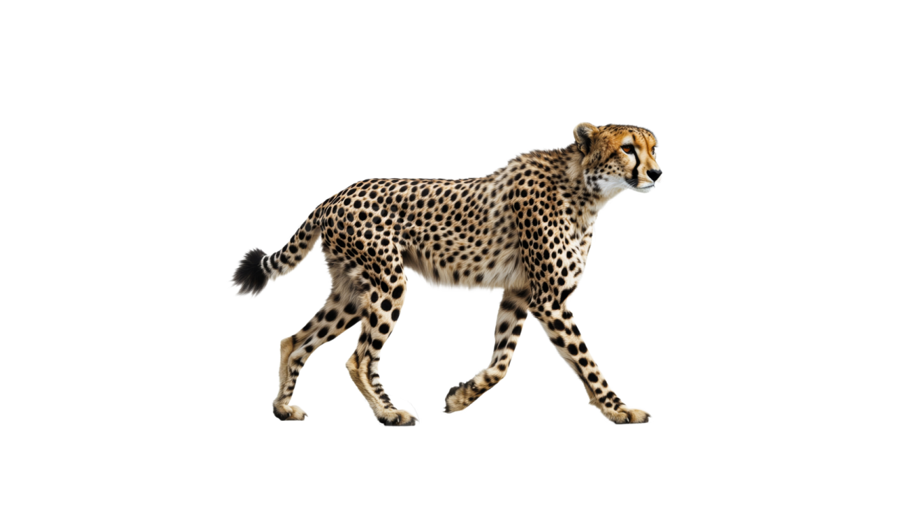 a che spotted che hypostecus cheensis walking in front of a white background