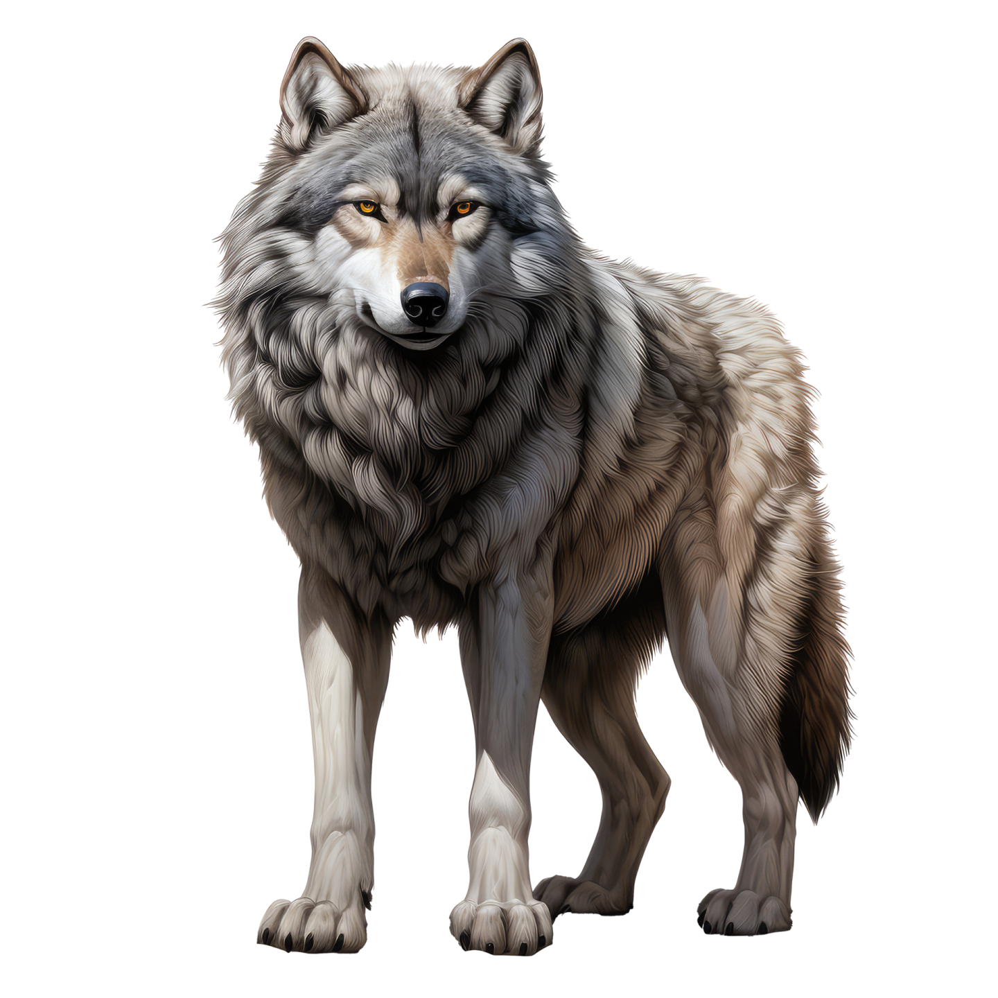 an illustration of a wolf standing on a white background