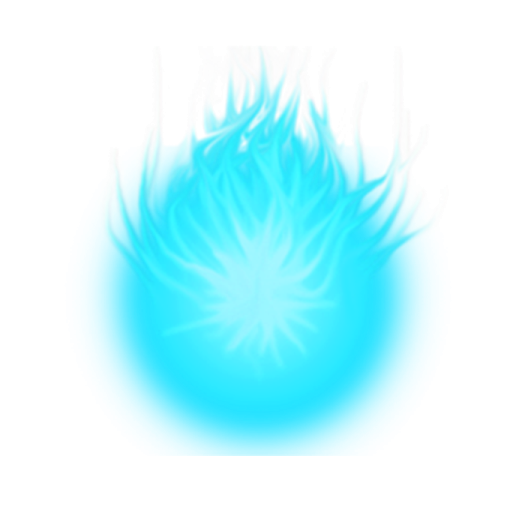 a blue flame on a white background