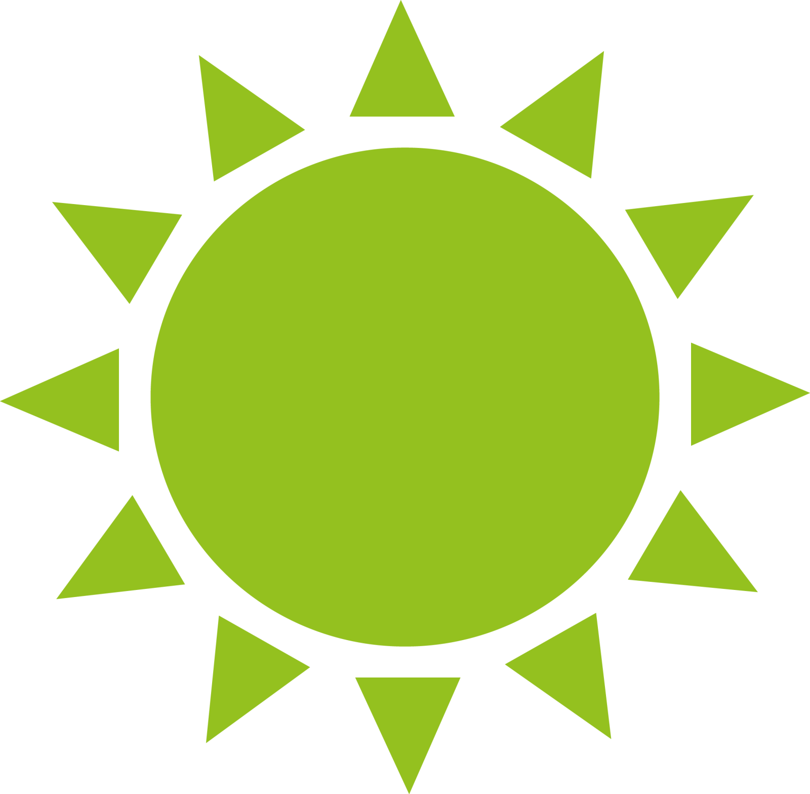 a green sun on a white background