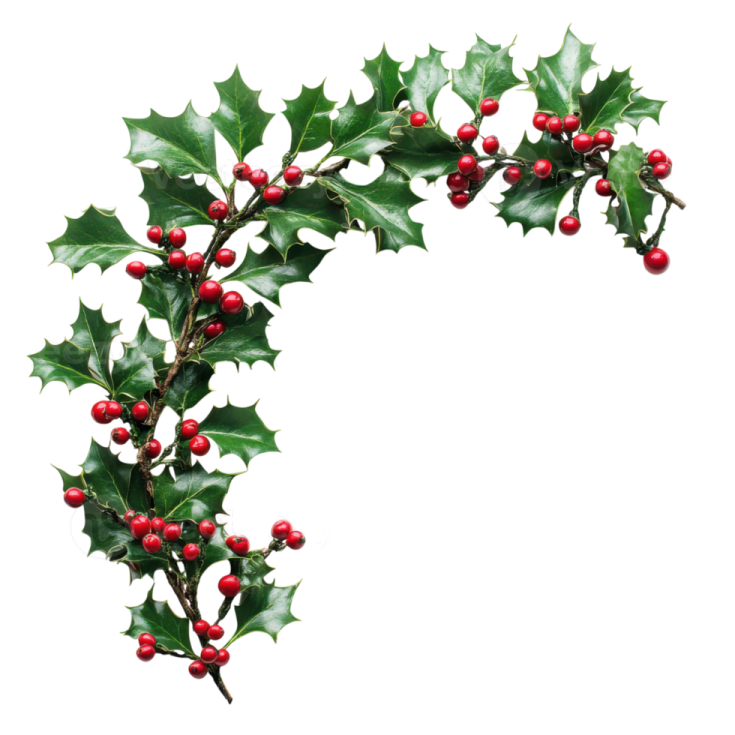a holly branch with red berries on it