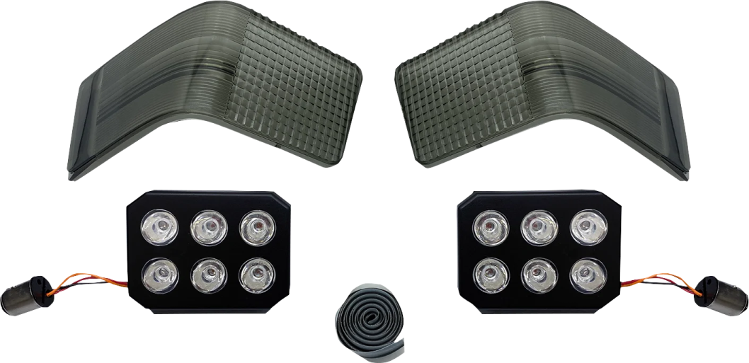 a pair of leds on the left side of a vehicle