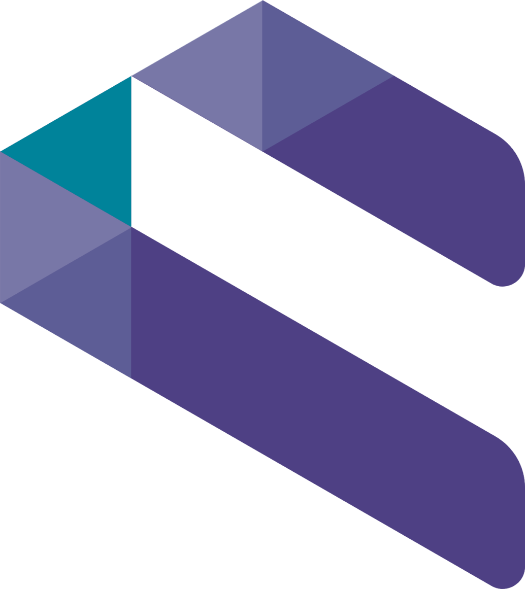 a purple and blue logo with the letter s on it