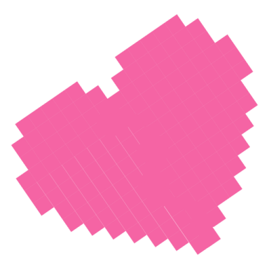 a pink heart on a white background