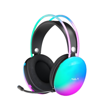 a pair of gaming headsets with colorful lights