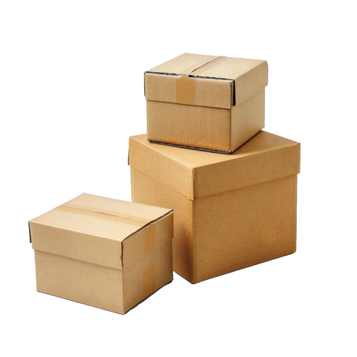 three cardboard boxes stacked on top of each other boxes