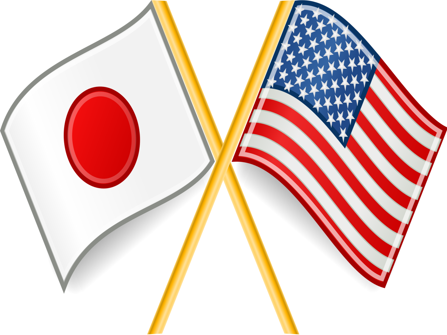 two american and japanese flags