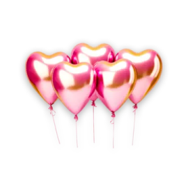 a bunch of pink and gold heart balloons
