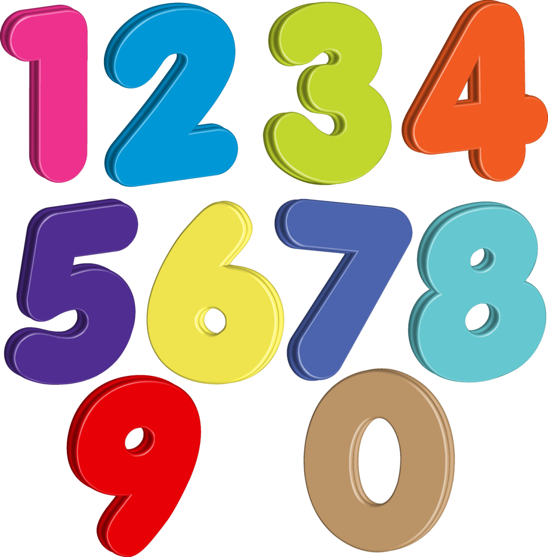 a set of numbers in different colors