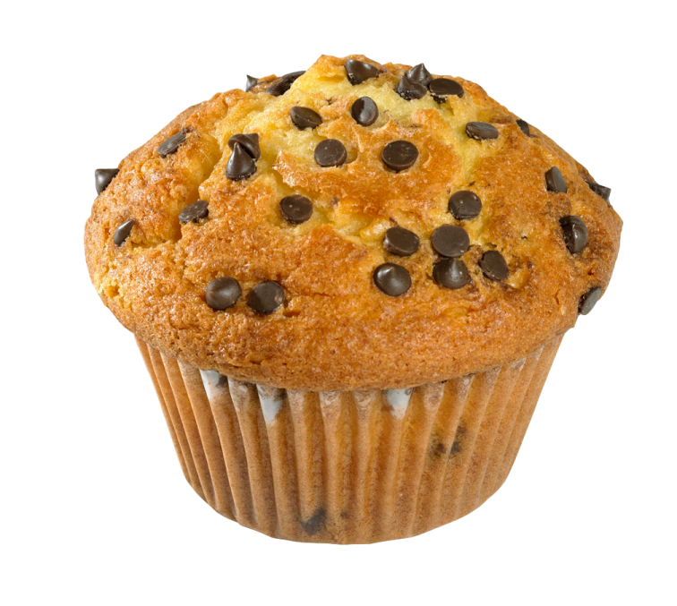 a muffin with chocolate chips on top