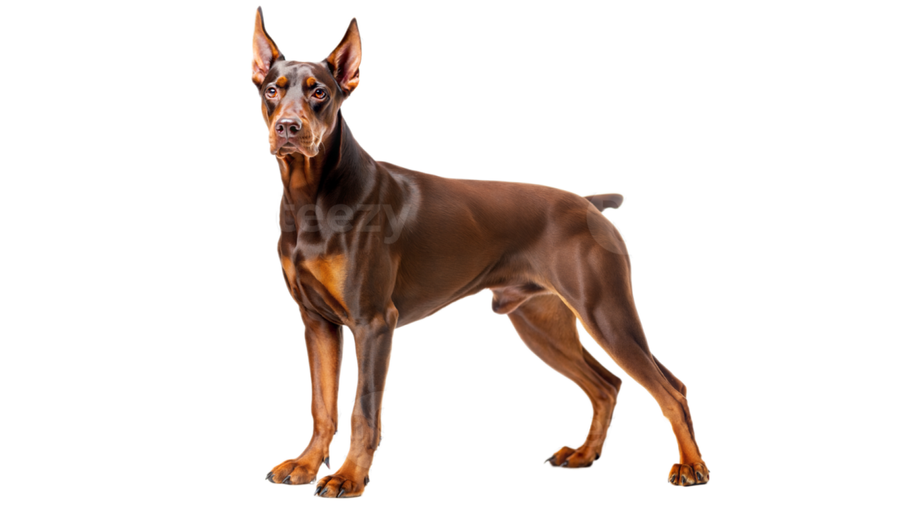 a dog standing in front of a white background