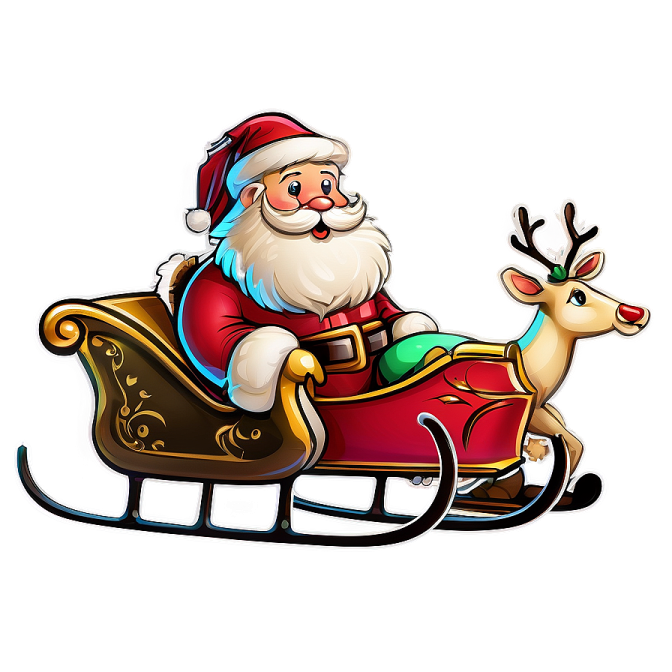 a santa claus on a sler with reindeers