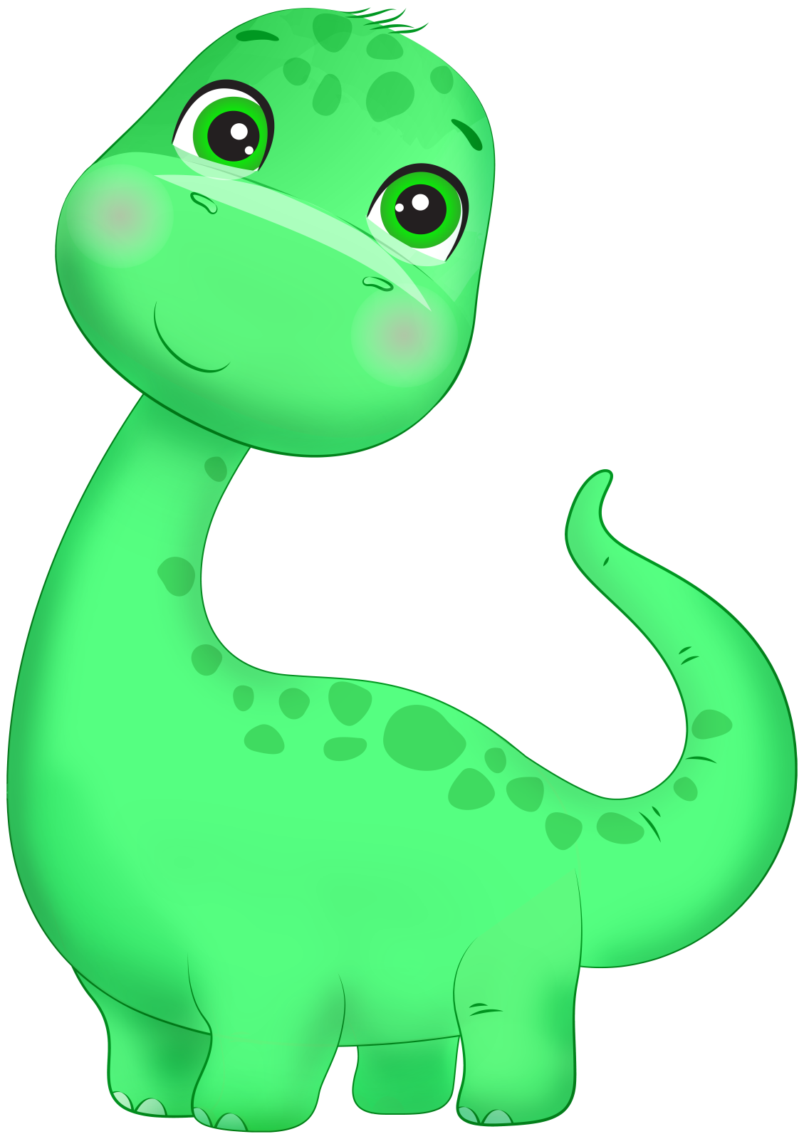 a green dinosaur with spots on its face