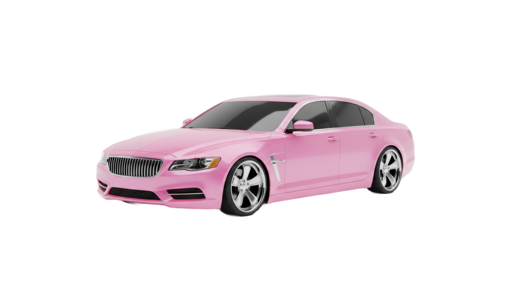 a pink car on a white background