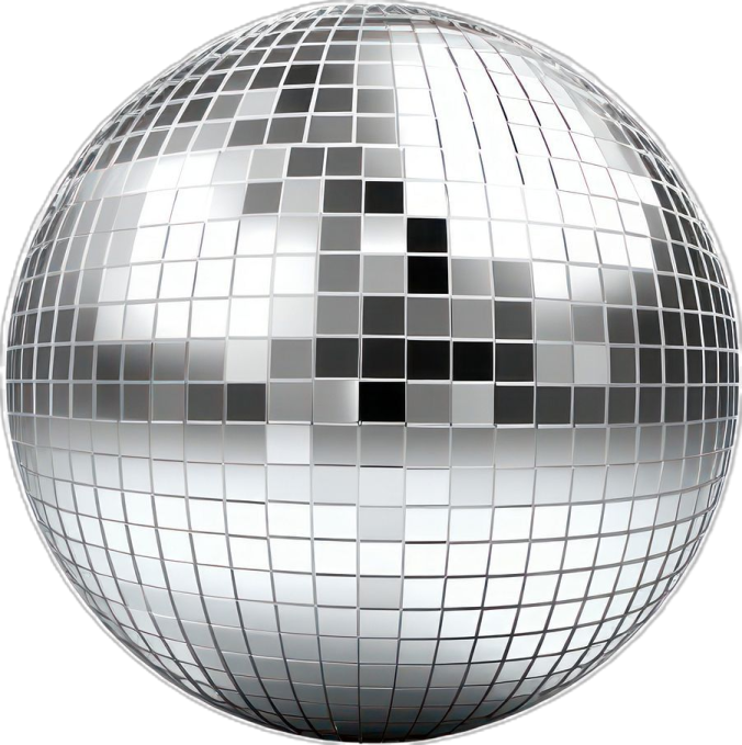 a silver disco ball on a white background