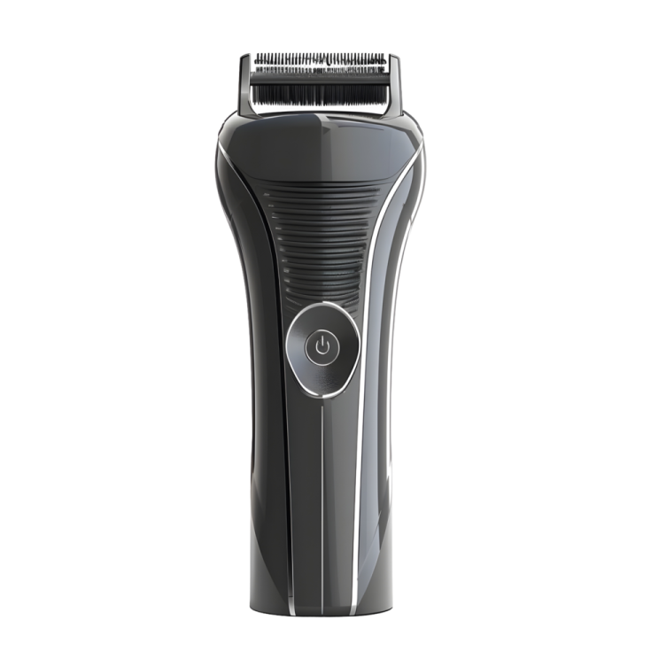 a black electric shaver on a white background