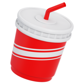 a red and white cup with a straw