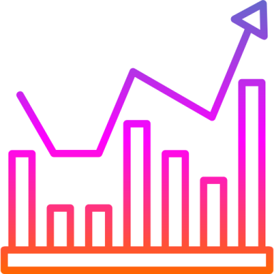 a line graph with an arrow pointing up