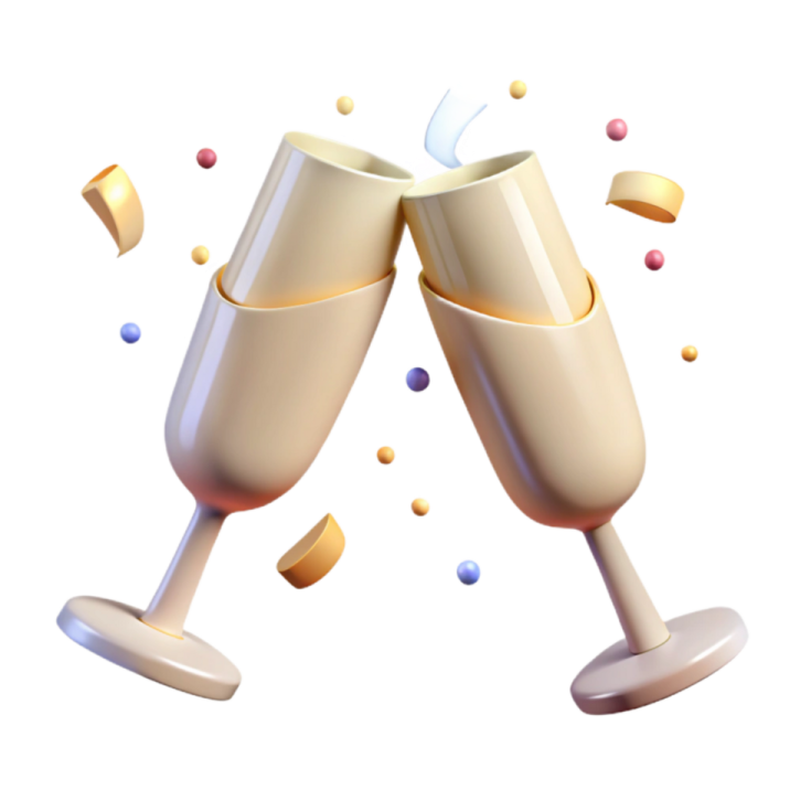two champagne glasses filled with bubbles