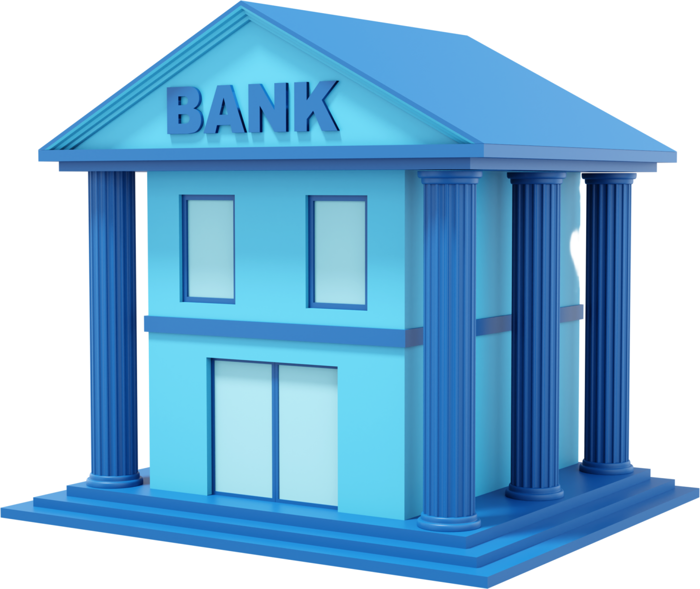 a bank building with the word bank on it