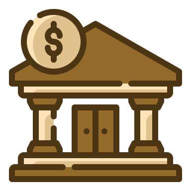a bank with a dollar sign on top