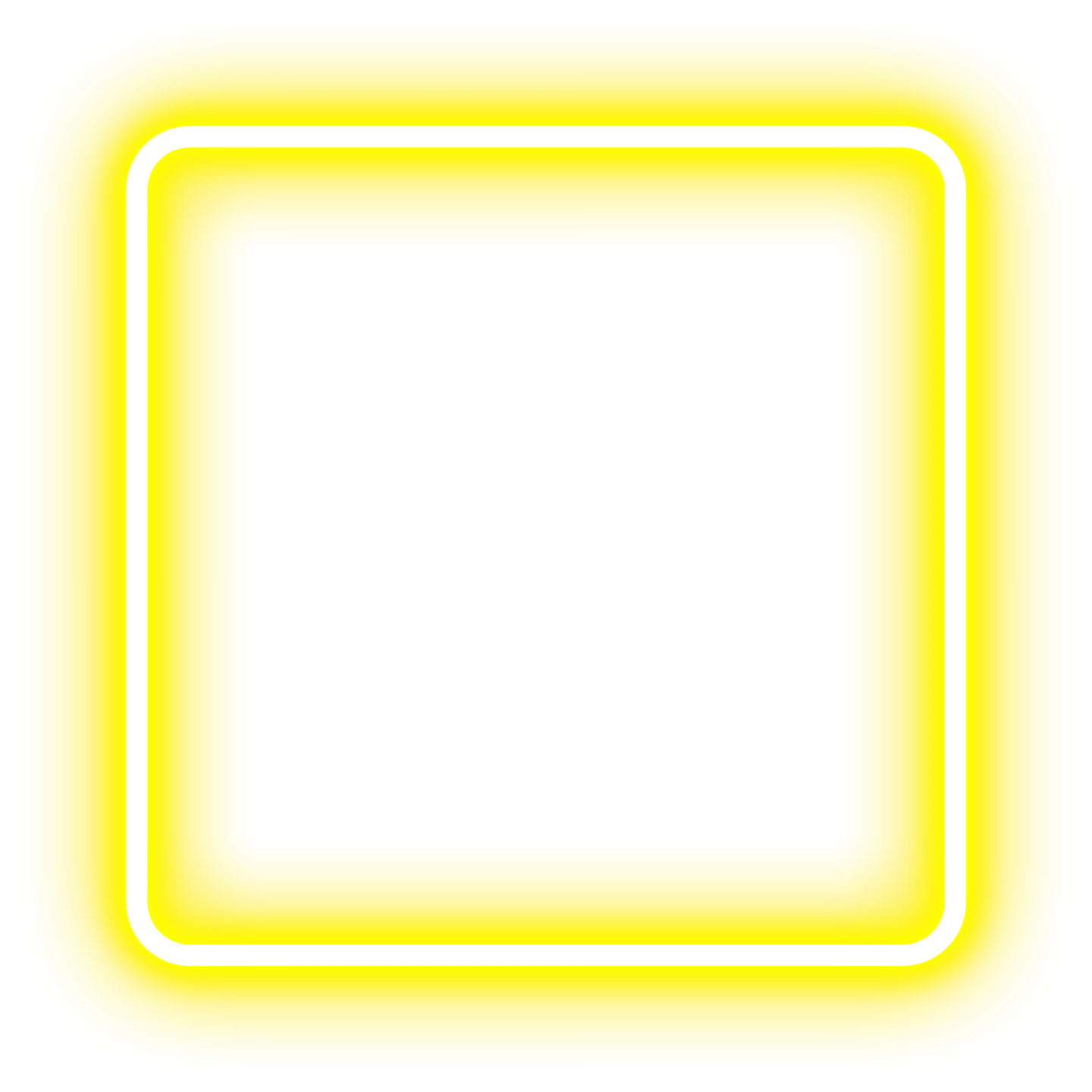 a square neon sign on a white background