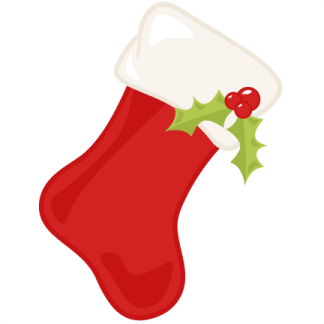 a red christmas stocking with holly on it