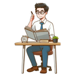 a person sitting at a desk with a laptop and a book