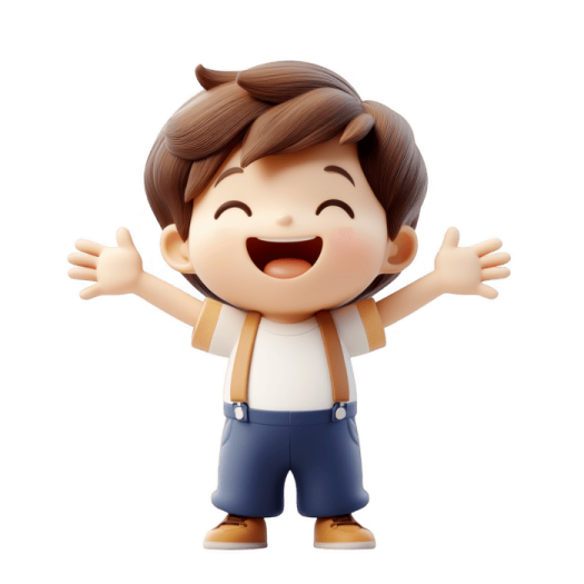 a little boy in a white shirt and blue pants