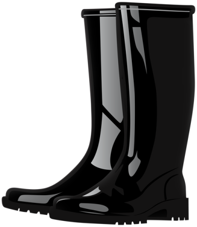 a pair of black rain boots
