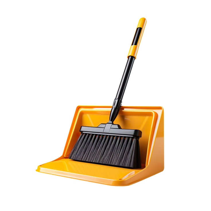 a broom with a black handle on a white background