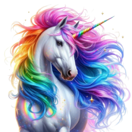 a unicorn with colorful hair and a rainbow mane