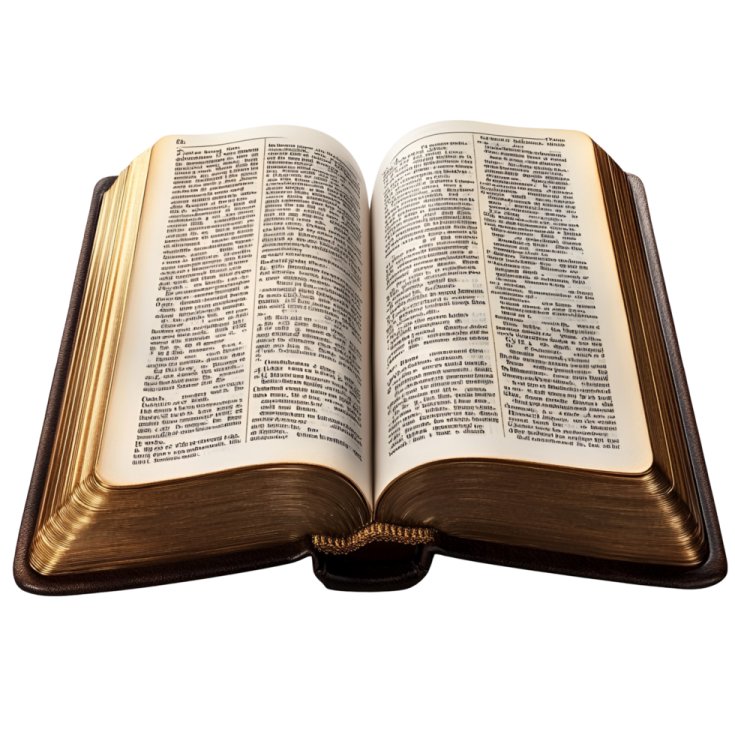 an open bible on a white background